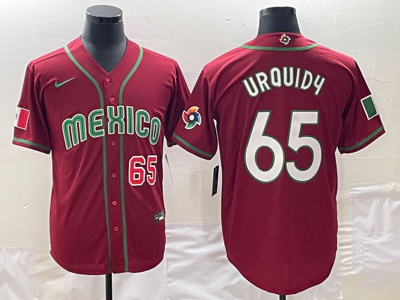 Men 2023 World Cub Mexico #65 Urquidu Red Nike MLB Jersey4